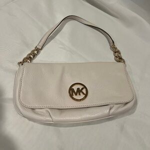 Michael Kors Small Shoulder Handbag Cream with Gold Hardware